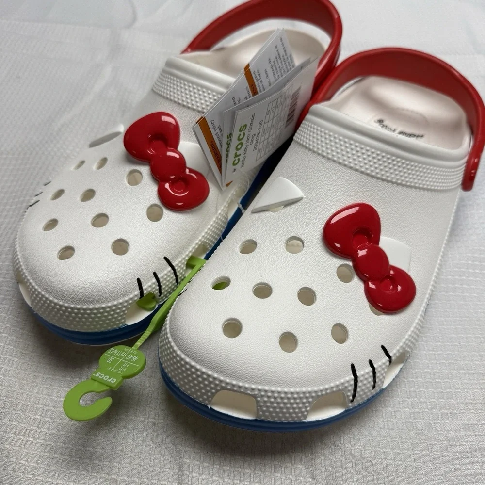 Crocs Adult Shoes Classic Hello Kitty White Red Blue 50th Anniversary Men 12 New